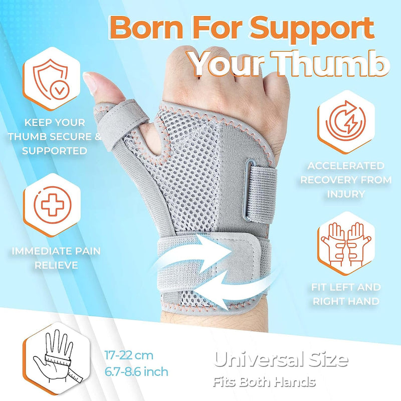 Humb Splint for Right & Left Hand, Reversible Thumb Brace for Arthritis Pain And Support, Thumb Stabilizer for Sprains,Grey