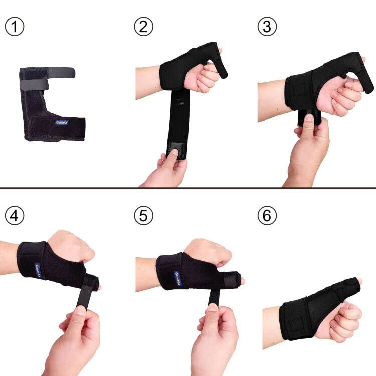Trigger Thumb Splint - Thumb Spica Support Brace Stabilizer for Pain, Sprains, Arthritis, Tendonitis (Right Hand or Left Hand) Black