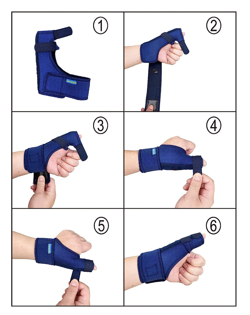 Trigger Thumb Splint - Thumb Spica Support Brace Stabilizer for Pain, Sprains, Arthritis, Tendonitis (Right Hand or Left Hand) Blue