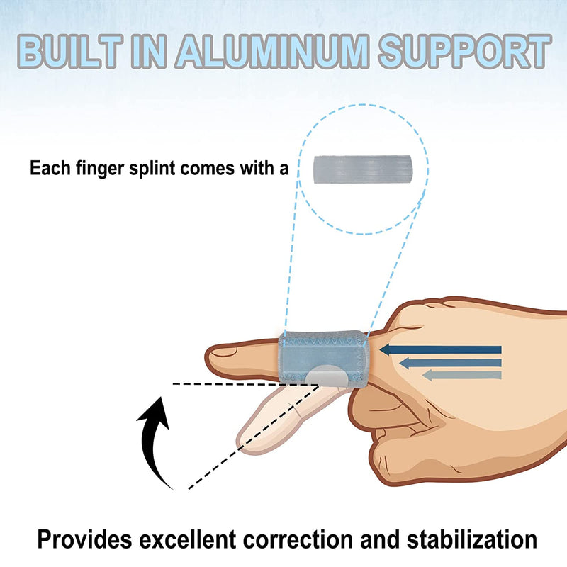 5 Pcs Trigger Finger Splints: 5 Single Straps Finger Splint Support Brace Kit, Finger Straightener, (Light blue, Grayish-green, Light pink, Magenta, Dark gray.)