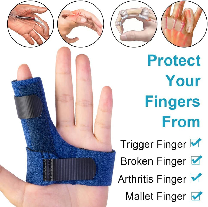 Trigger Finger Splints for Left Hand, Finger Brace with 2 Gel Sleeves for Injured Mallet Finger,Tendon Injury,Left