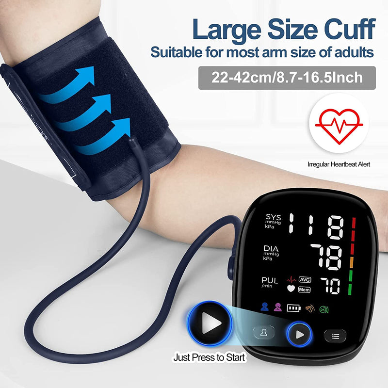 Blood Pressure Machine LED Display Auto Machine Blood Pressure Monitors with Large Cuff 8.7-16.5 inches 2 x 120 Sets Memory BP Monitor for Home Use, Batteries & Pouch Included