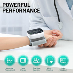 Wrist Blood Pressure Monitor - Automatic Wrist Digital BP Machine Cuff with Portable Carrying Case for Health Monitoring 2 * 120 Reading Memory for 2 Users, Black