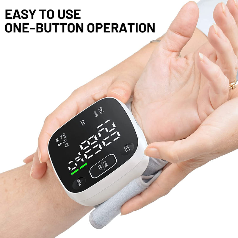 Wrist Blood Pressure Monitor - Automatic Wrist Digital BP Machine Cuff with Portable Carrying Case for Health Monitoring 2 * 120 Reading Memory for 2 Users, Black