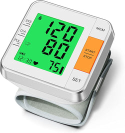 Blood Pressure Monitors for Home Use Accurate Wrist Blood Pressure Machine Adjustable 5.3"-7.7" BP Cuff for Home Use 2x120 Sets Memory Backlight LCD Display with Carrying Case
