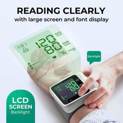 Wrist Blood Pressure Monitor, Home Use Digital Automatic BP Cuff with Large Backlight Display 2x99 Memory 5.31"-7.68" Adjustable Cuff Blood Pressure Machine Storage Bag