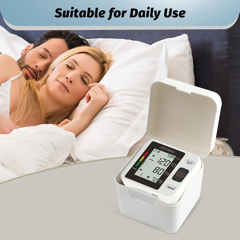 Wrist Accurate Automatic High Blood Pressure Monitors Portable LCD Screen Irregular Heartbeat Monitor with Storage Case and Adjustable Cuff Powered by Battery - Black