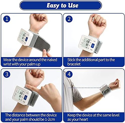 Blood Pressure Monitor - Wrist Accurate Automatic High Blood Pressure Monitors Portable LCD Screen Irregular Heartbeat Monitor with Storage Case and Adjustable Cuff Powered by Battery - White