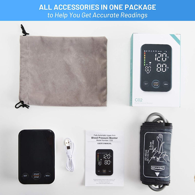 Blood Pressure Monitor 2023 Upper Arm Blood Pressure Monitors for Home Use Digital BP Machine 2x120 Memory Large LED Display Adjustable BP Cuff 8.7"-15.7" with Storage Bag, Black