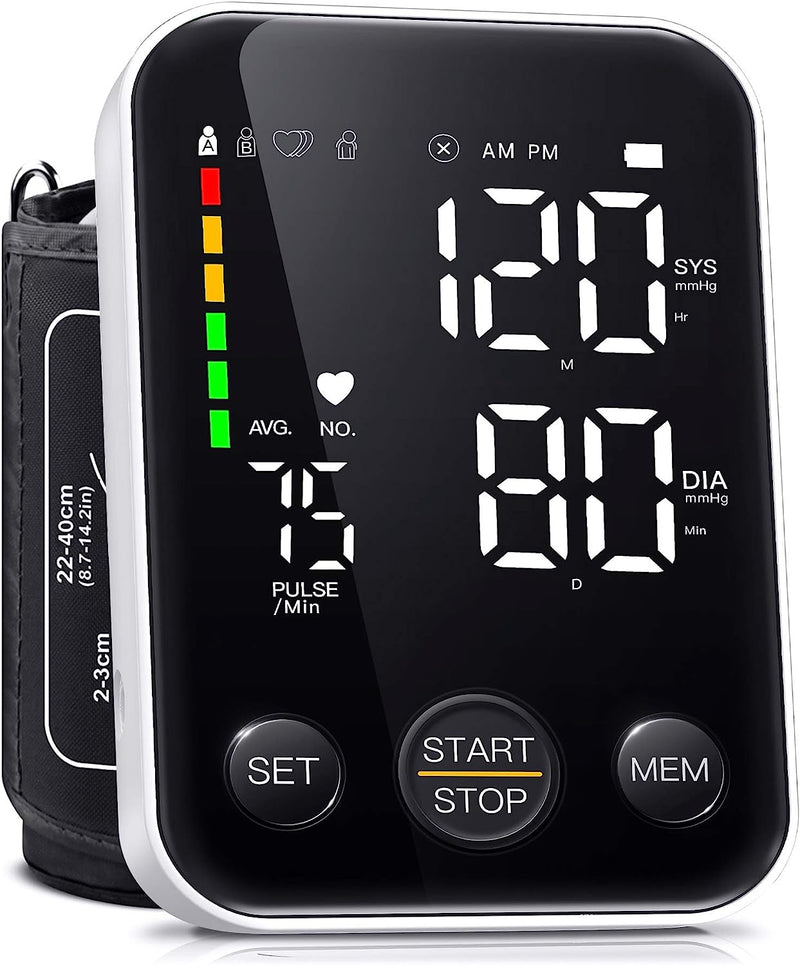 Blood Pressure Monitor 2023 Upper Arm Blood Pressure Monitors for Home Use Digital BP Machine 2x120 Memory Large LED Display Adjustable BP Cuff 8.7"-15.7" with Storage Bag, Black