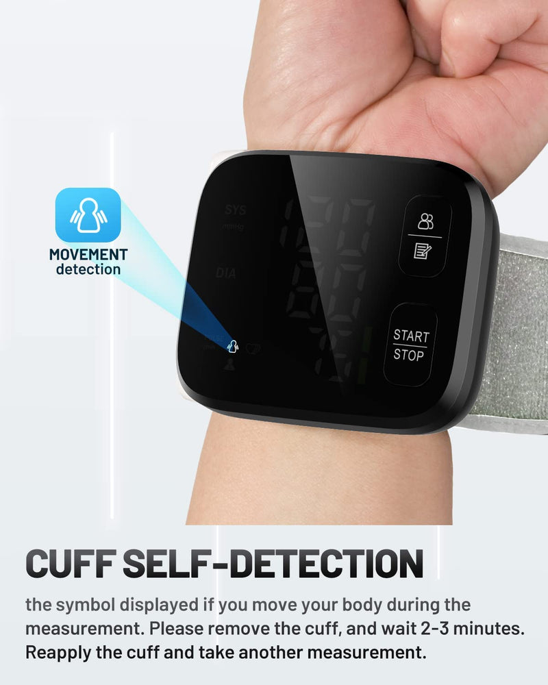 Blood Pressure Monitor LED Backlit Display Automatic Wrist Cuff Blood Pressure Machine 120x2 Reading Memory Bp Monitor with Carrying Case, Black