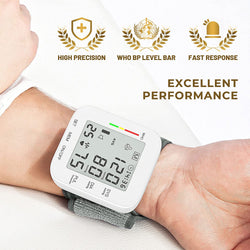 Blood Pressure Monitor Wrist Blood Pressure Cuff Digital BP Machine 2x99 Readings Voice Broadcast Blood Pressure Detector with Carrying Case for Home Use