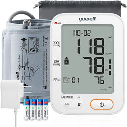 Blood Pressure Machine, yuwell Blood Pressure Monitors for Home Use with Speaker, Automatic Digital BP Cuff with Large Cuff 17.7 inch, Largest Backlit Display, AC Adapter, 2-Users, 198 Recordings