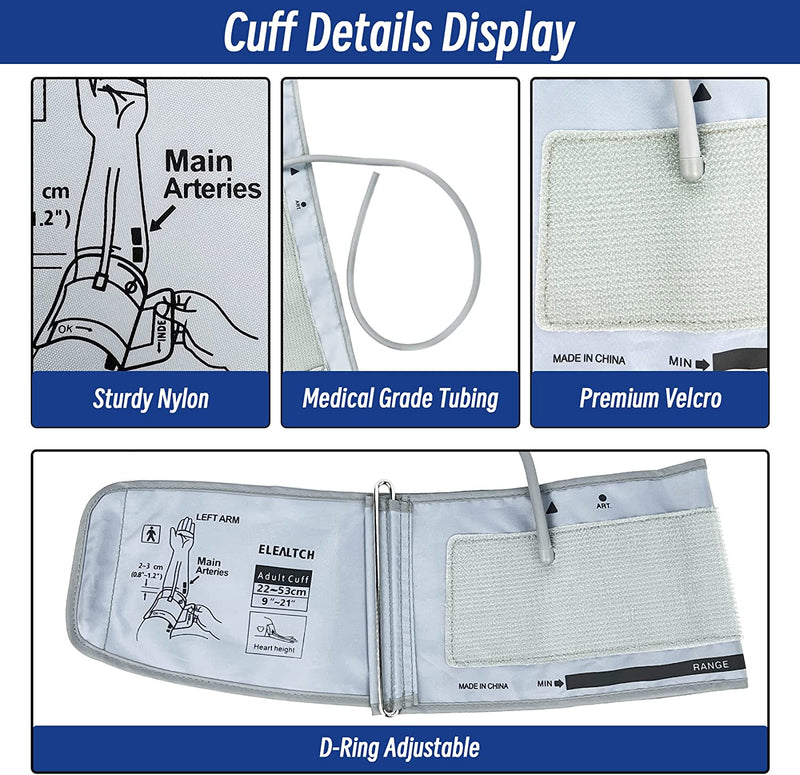 Extra Large Cuff Compatible with Omron 9”-21” Inches (22-53CM) XL Blood Pressure Cuff Adult ARM BP Replacement Cuff for Big ARM(X-Large)