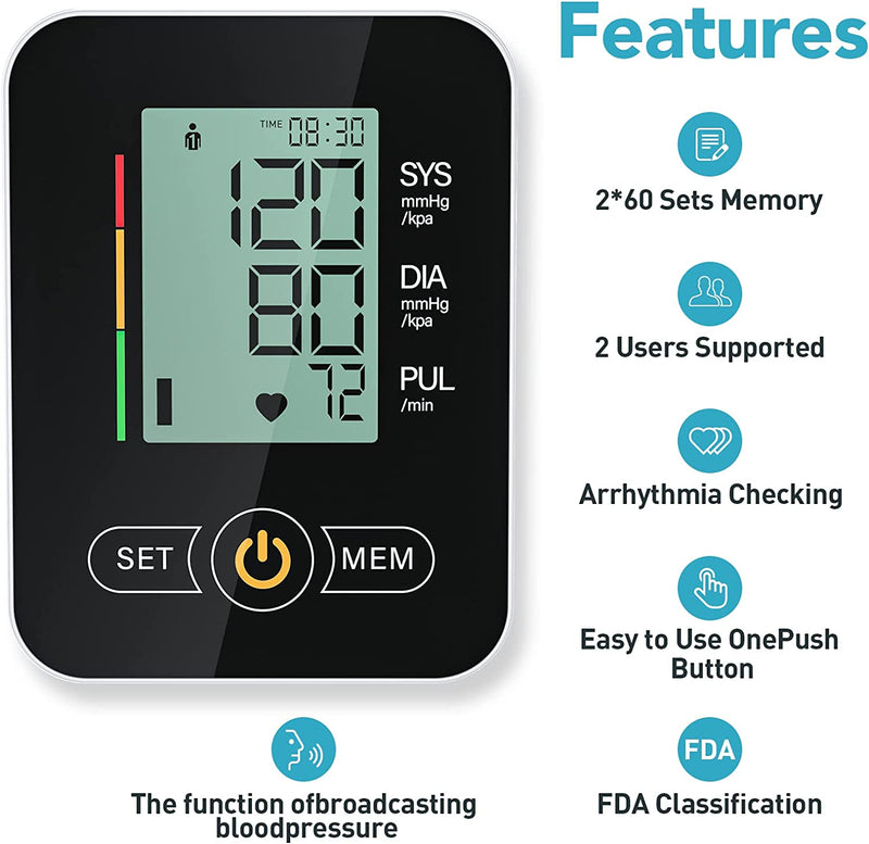 Blood Pressure Monitors for Home Use, BP Cuff Automatic Upper Arm Cuff Digital Blood Pressure Machine with 8.7-17inches Blood Pressure Cuff Black