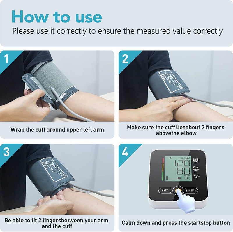 Blood Pressure Monitors for Home Use, BP Cuff Automatic Upper Arm Cuff Digital Blood Pressure Machine with 8.7-17inches Blood Pressure Cuff Black