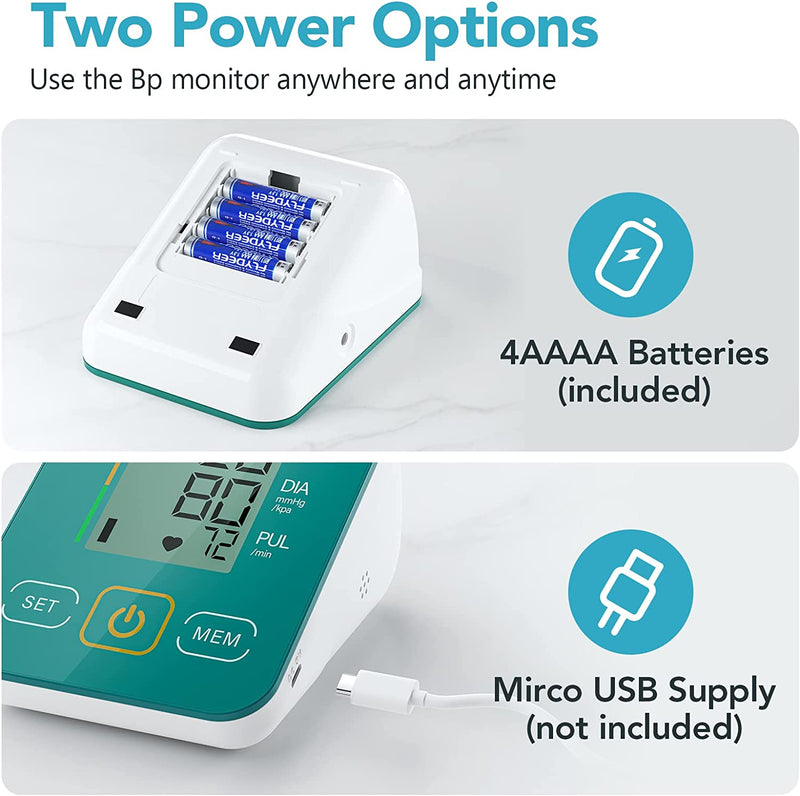 Blood Pressure Monitors for Home Use, BP Cuff Automatic Upper Arm Cuff Digital Blood Pressure Machine with 8.7-17inches Blood Pressure Cuff Green