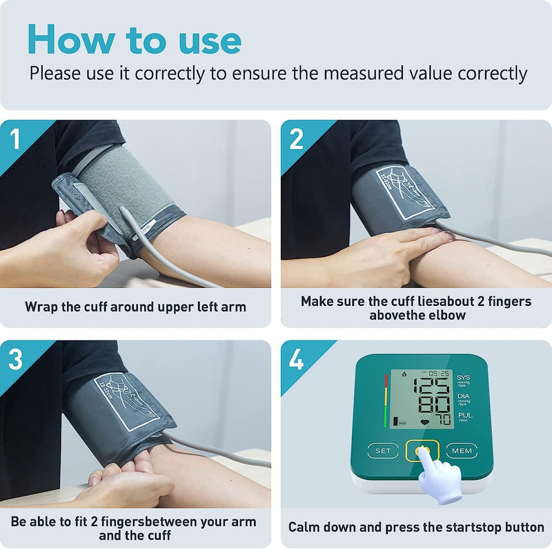 Blood Pressure Monitors for Home Use, BP Cuff Automatic Upper Arm Cuff Digital Blood Pressure Machine with 8.7-17inches Blood Pressure Cuff Green