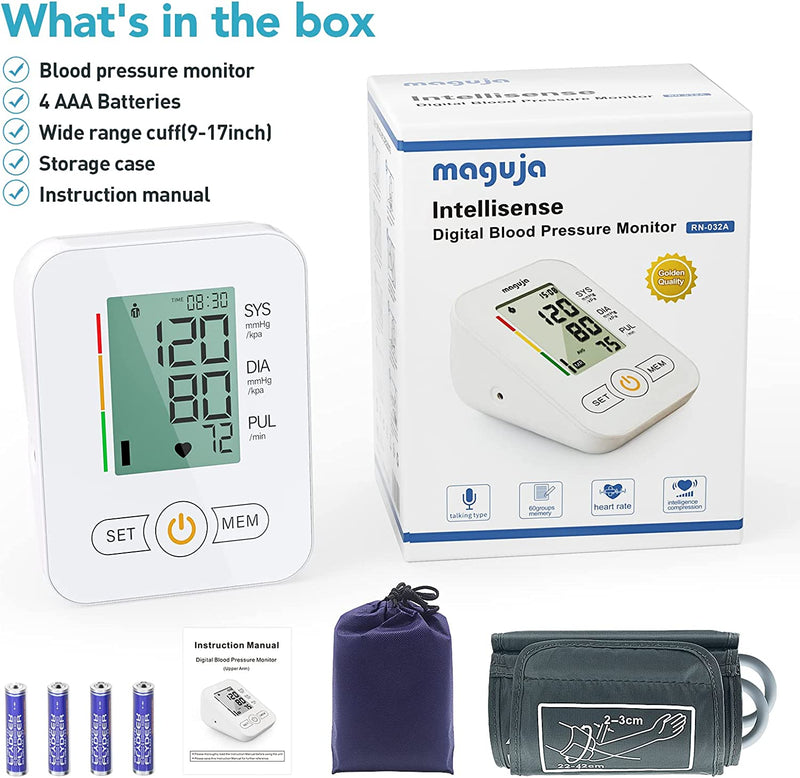 Blood Pressure Monitors for Home Use, BP Cuff Automatic Upper Arm Cuff Digital Blood Pressure Machine with 8.7-17inches Blood Pressure Cuff White
