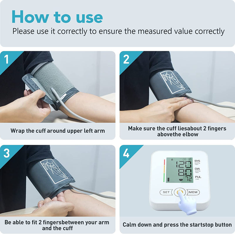 Blood Pressure Monitors for Home Use, BP Cuff Automatic Upper Arm Cuff Digital Blood Pressure Machine with 8.7-17inches Blood Pressure Cuff White