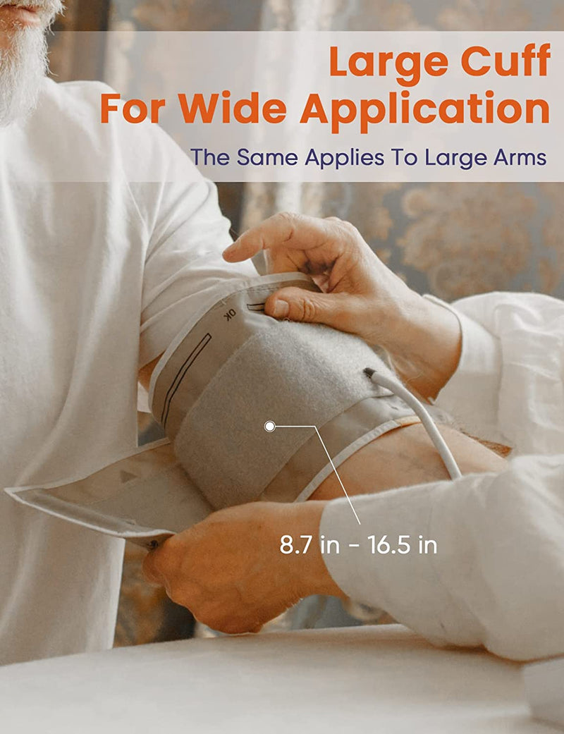 Blood Pressure Monitor,AILE Blood Pressure Machine Upper Arm Large Cuff(8.7"-16.5"Adjustable),Automatic high Blood Pressure Cuff for Home use (White)