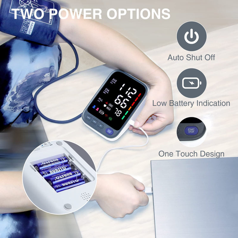 Blood Pressure Machine, Automatic Digital Upper Arm Blood Pressure Monitor with Adjustable Large Cuff, Irregular Heartbeat & Hypertension Detector