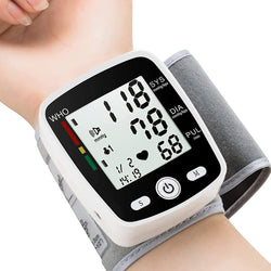 Wrist Blood Pressure Monitors for Home Use Digital Blood Pressure Machine with Voice Adjustable 5.3-7.7" Cuff BP Machine Dual Users Mode x99 Memory Accurate BP Monitor with Carrying Case