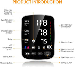 Automatic Upper Arm Blood Pressure Monitor with Large Cuff 4.5 in Backlit Adjustable Font Screen, 9-17 inches Cuff, arrhythmia and Home
