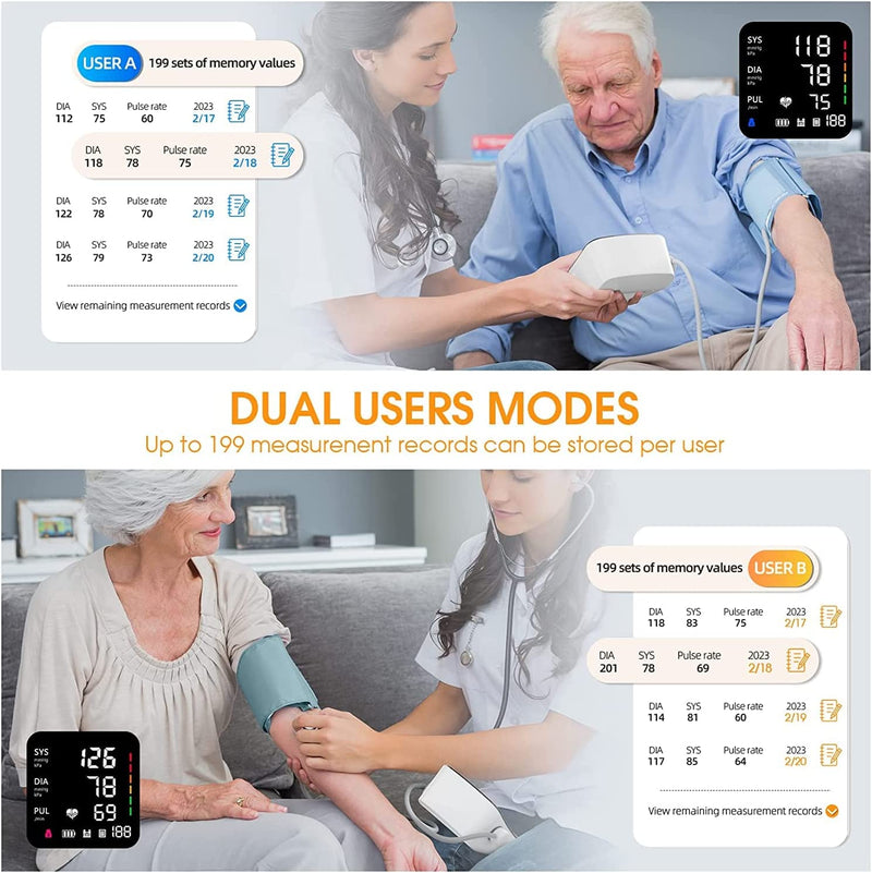 Automatic Upper Arm Blood Pressure Monitor with Large Cuff 4.5 in Backlit Adjustable Font Screen, 9-17 inches Cuff, arrhythmia and Home