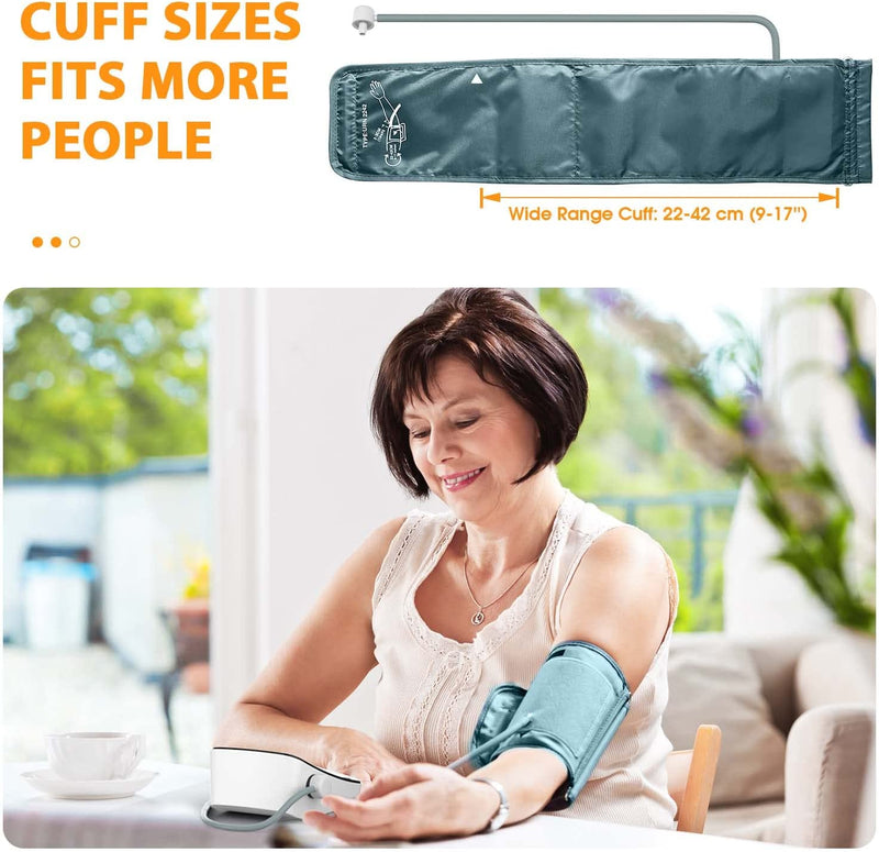 Automatic Upper Arm Blood Pressure Monitor with Large Cuff 4.5 in Backlit Adjustable Font Screen, 9-17 inches Cuff, arrhythmia and Home