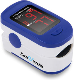 500BL Fingertip Pulse Oximeter Blood Oxygen Saturation Monitor with Batteries Included (Navy Blue)