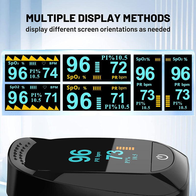 Finger Pulse Oximeter, Fingertip Blood Oxygen Saturation Oxygen Meter with Pulse Monitor with OLED Screen AAA Batteries for Home, Outdoor Sports, Wide Use (Black)