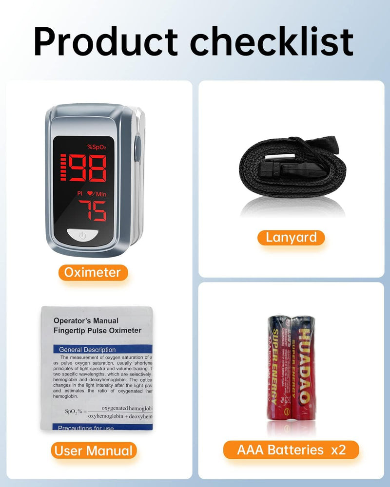 Fingertip Pulse Oximeter- HOLFENRY Mini Oximeter Oxygen Saturation Monitor for SpO2/Heart Rate/PI, with Dedicated App, Compatible with iOS&Android, White