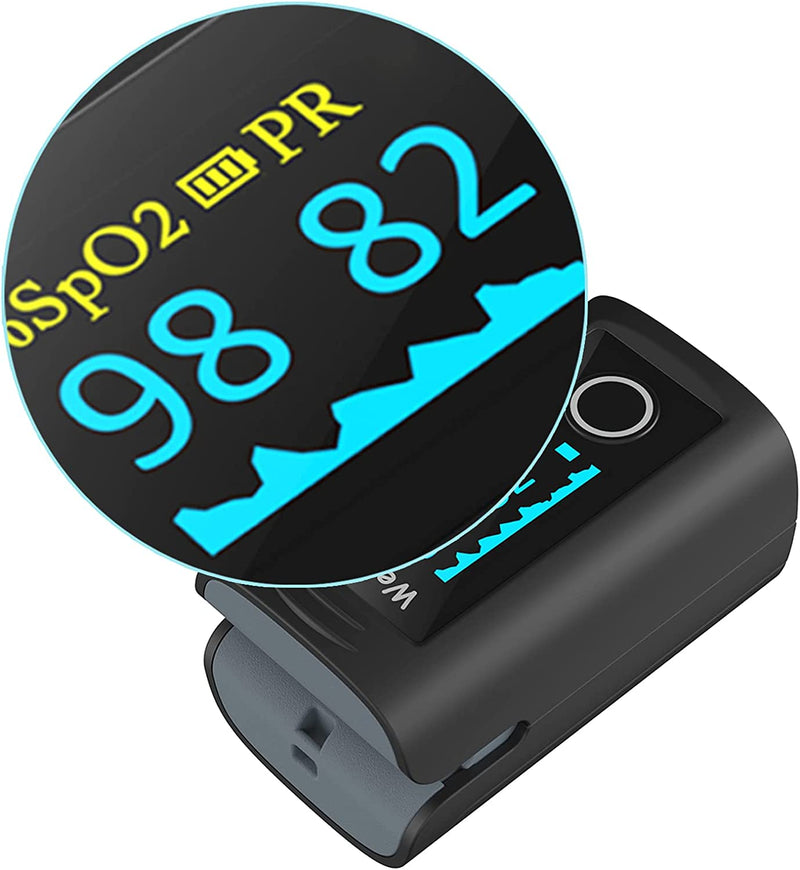 Fingertip Pulse Oximeter PC-60F, Blood Oxygen Saturation Monitor with Batteries, Carry Bag & Lanyard for Wellness Use