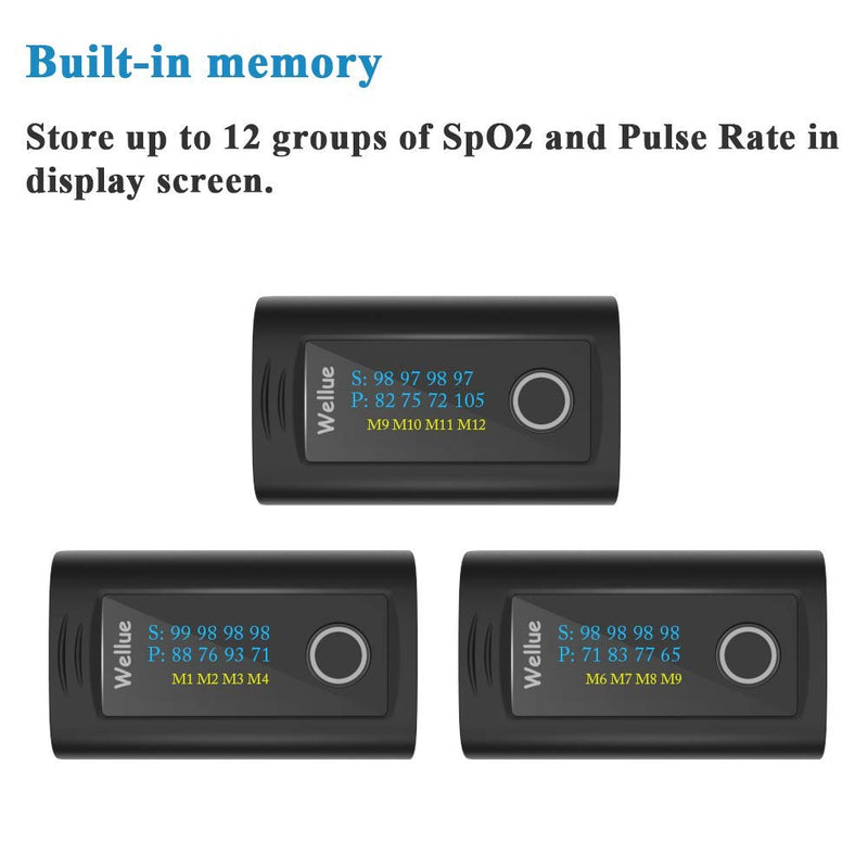 Bluetooth Pulse Oximeter Fingertip PC-60FW, Blood Oxygen Saturation Monitor with Free APP, Batteries, Carry Bag & Lanyard