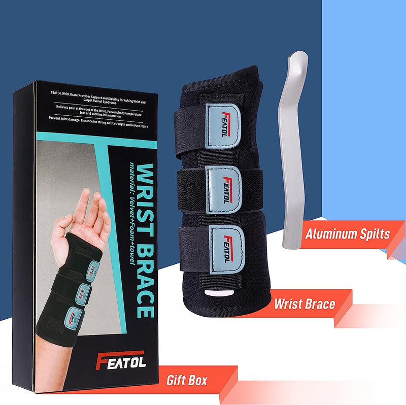 Wrist Brace for Sprained Wrist Kids, Wrist Support Brace Sleeping with Metal Splints Left Hand, X/Small for Kid, Women and Men,Left Hand -Black
