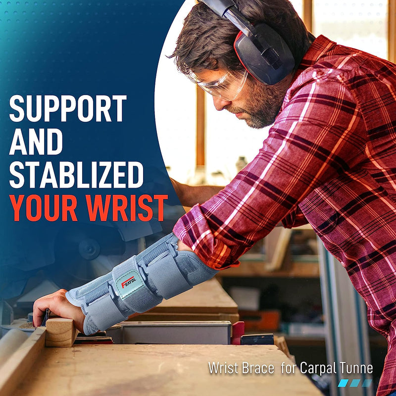 Wrist Brace for Sprained Wrist Kids, Wrist Support Brace Sleeping with Metal Splints Left Hand, X/Small for Kid, Women and Men,Left Hand -Grey