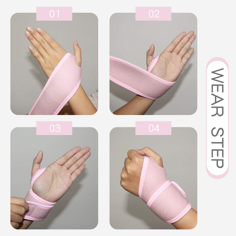 2Pack Version Profession Wrist Support , Adjustable Strap Reversible Wrist Brace for Sports Protecting/ Right&Left, Pink