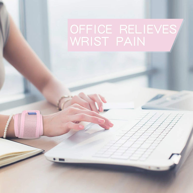2Pack Version Profession Wrist Support , Adjustable Strap Reversible Wrist Brace for Sports Protecting/ Right&Left, Pink