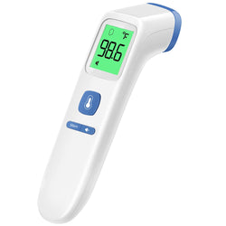 Non-Contact LCD Thermometer for Adults and Kids, Digital Forehead Thermometer with Fever Alarm, Silent Mode and 35-Set Memory, Object 2 in 1 Mode, FSA/HSA Eligible, Blue