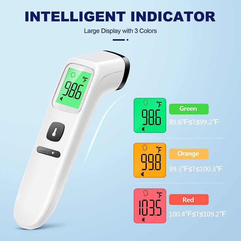 Non-Contact Thermometer for Adults and Kids, Digital Forehead Thermometer with Fever Alarm, Silent Mode and 35-Set Memory, Forehead/Object 2 in 1 Mode, FSA/HSA Eligible Thermometer (White & Black)