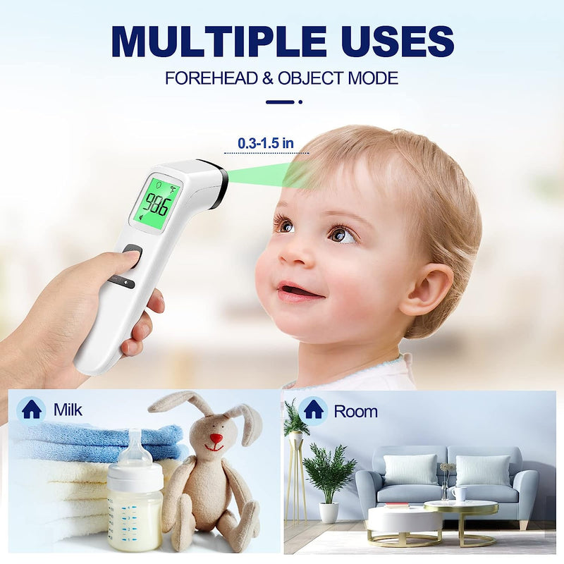 Non-Contact Thermometer for Adults and Kids, Digital Forehead Thermometer with Fever Alarm, Silent Mode and 35-Set Memory, Forehead/Object 2 in 1 Mode, FSA/HSA Eligible Thermometer (White & Black)