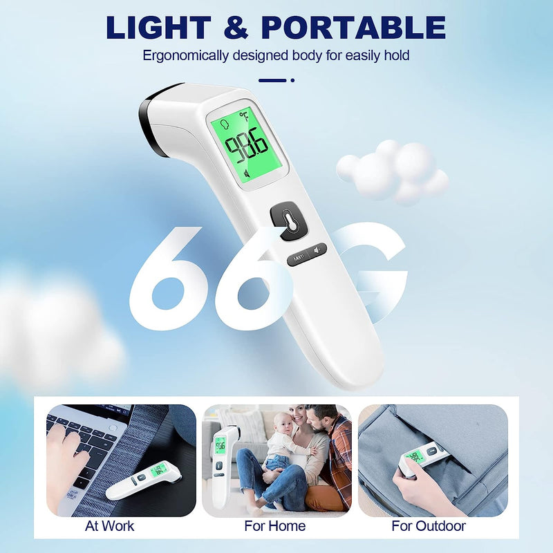Non-Contact Thermometer for Adults and Kids, Digital Forehead Thermometer with Fever Alarm, Silent Mode and 35-Set Memory, Forehead/Object 2 in 1 Mode, FSA/HSA Eligible Thermometer (White & Black)