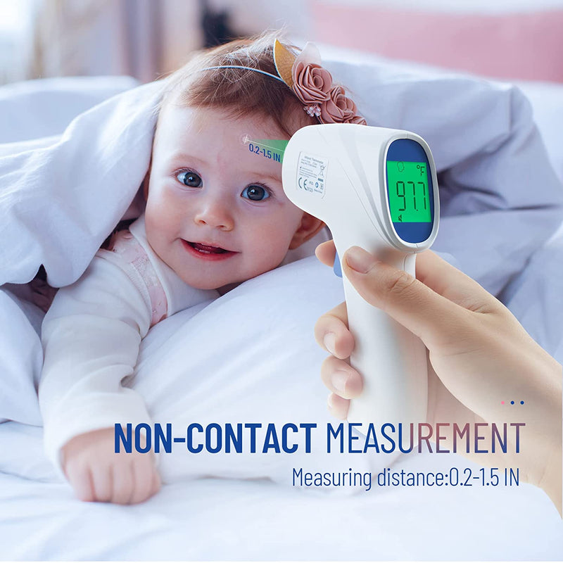 Touchless Thermometer for Adults, Digital Infrared Thermometer Gun with Fever Alarm, Forehead and Object 2 in 1 Mode, Fast Accurate Results (White)