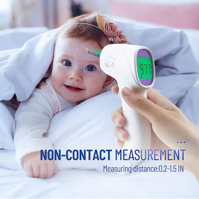 No-Touch Digital Forehead Thermometer, Infrared Thermometer for Adults, Kids & Babies, 1 Second Measurement, Fever Alert and 35 Sets Memory, Purple