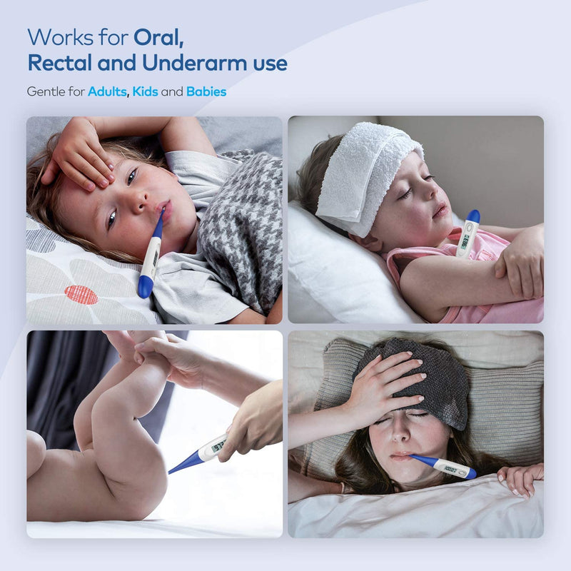 Thermometer for Adults, Digital Oral Thermometer for Fever, Basal Thermometer with 10 Seconds Fast Reading Dark Blue