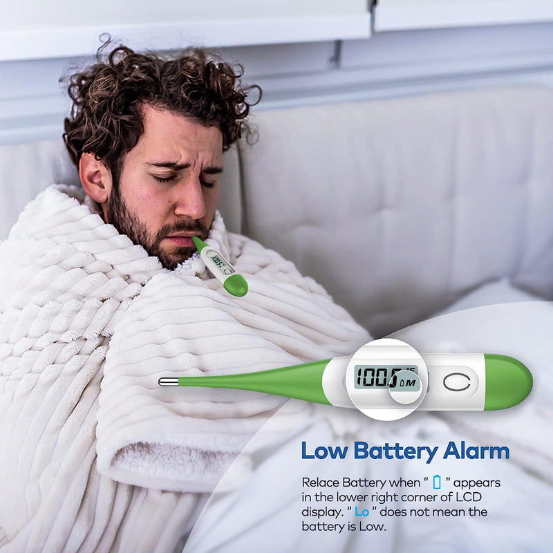 Thermometer for Adults, Digital Oral Thermometer for Fever with 10 Seconds Fast Reading (Green)