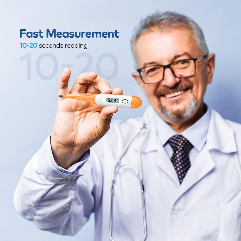 Thermometer for Adults, Digital Oral Thermometer for Fever with 10 Seconds Fast Reading (Orange)