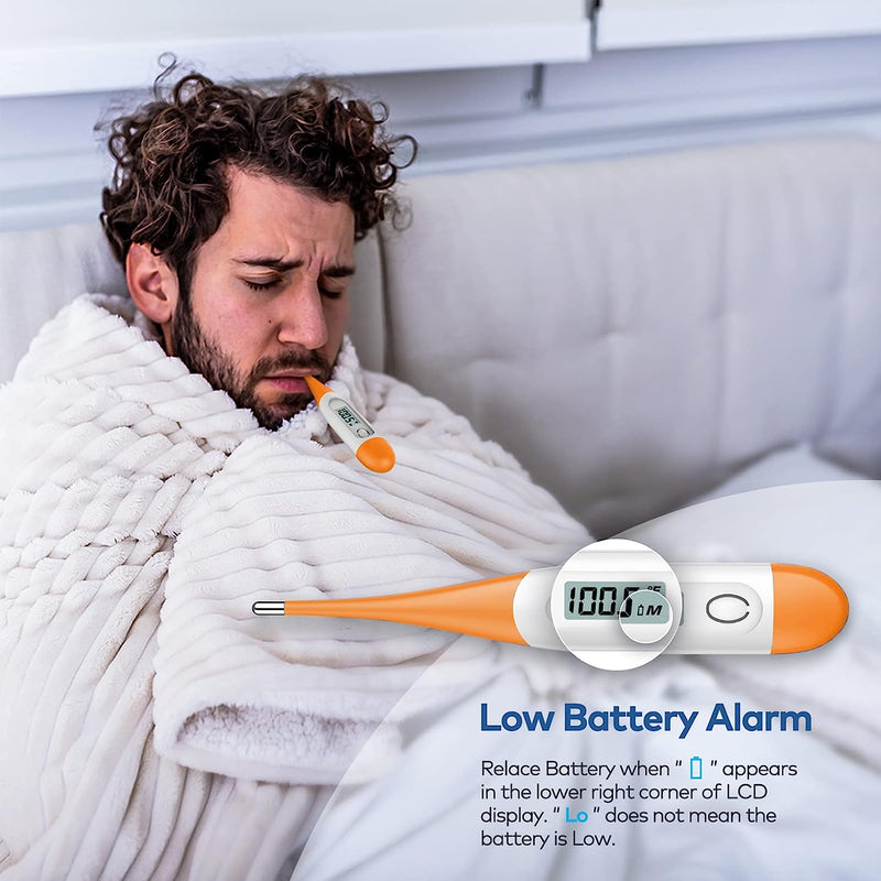 Thermometer for Adults, Digital Oral Thermometer for Fever with 10 Seconds Fast Reading (Orange)