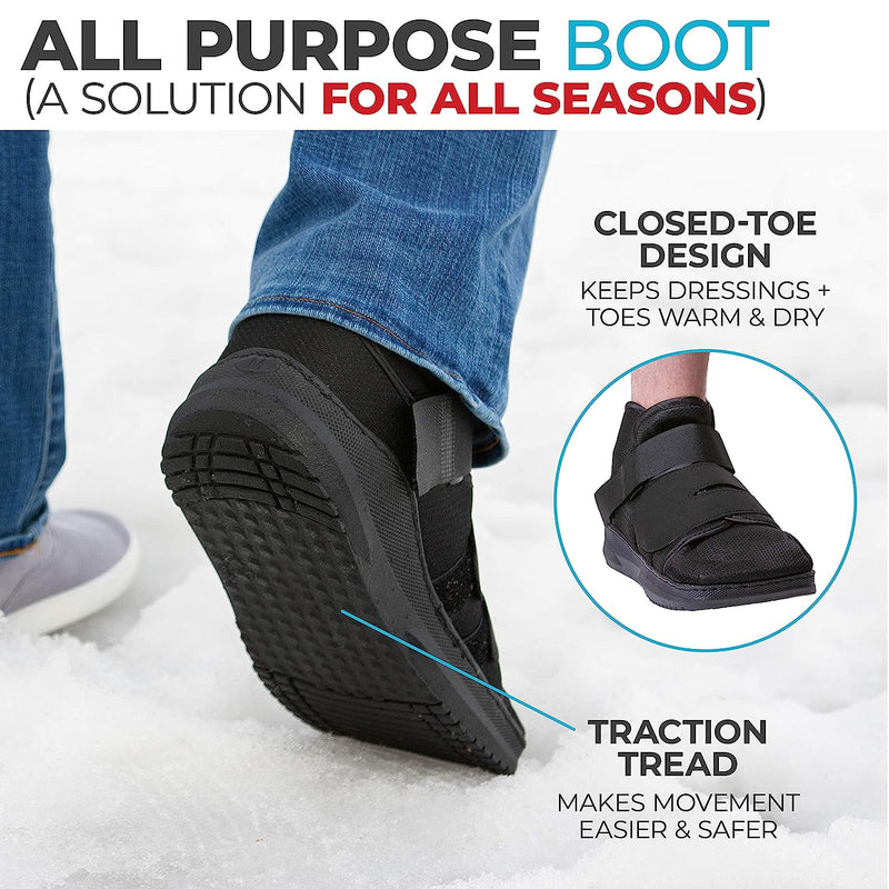 Closed Toe Medical Walking Shoe - Lightweight Surgical Foot Protection Cast Boot with Adjustable Straps